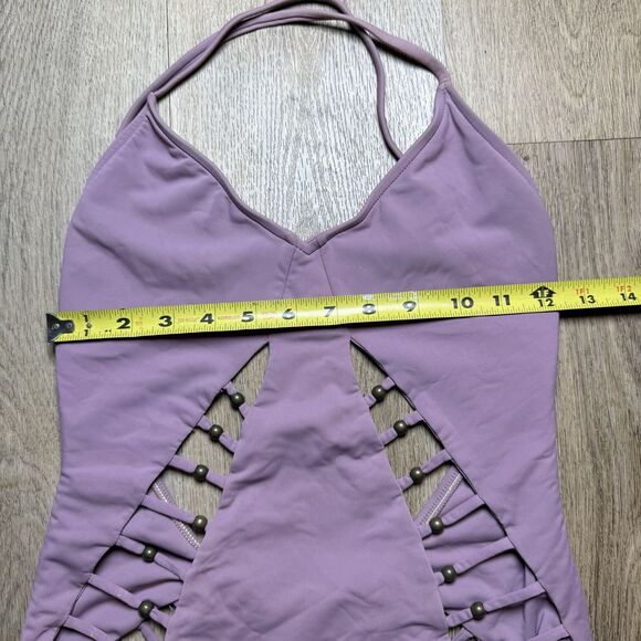 MARA HOFFMAN Lattice Maillot Braided Bead Cutout Pink Swimsuit One-Piece Small - Picture 10 of 11